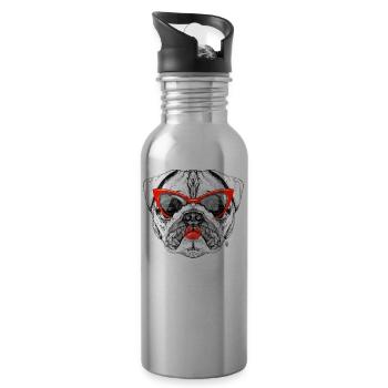 Pug Lady - Gourde avec paille intégrée - argent clair - Droite
