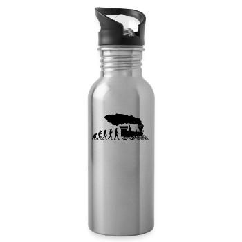 Trains Evolution Shirt · Railroad · Train · Gift - Water bottle with straw - silver - Right