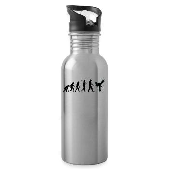Karate T-Shirt · Evolution · Kampfkunst · Sport - Trinkflasche mit integriertem Trinkhalm - Lightsilver - Rechts
