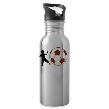 Kind Fußball - Trinkflasche mit integriertem Trinkhalm - Lightsilver - Rechts
