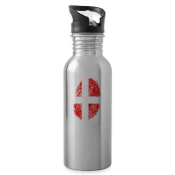 Danemark T-shirt · Drapeau · ADN · Empreintes digitales - Gourde avec paille intégrée - argent clair - Droite