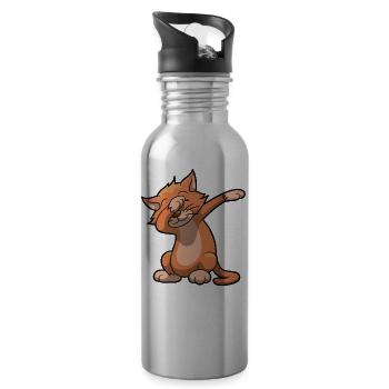 danse dab Chat drôle de cadeau d'anniversaire - Gourde avec paille intégrée - argent clair - Droite