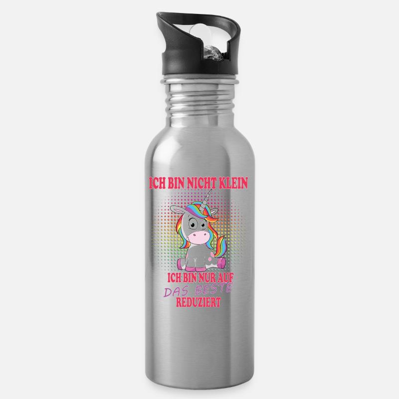 Einhorn - Trinkflasche mit integriertem Trinkhalm - Lightsilver