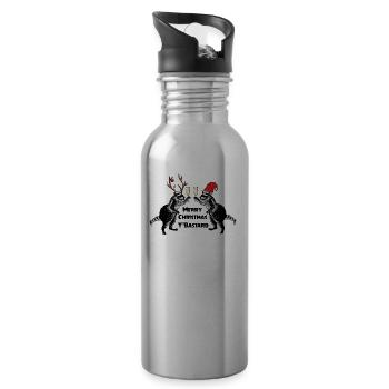 Xmas Raccoons - Water bottle with straw - silver - Right