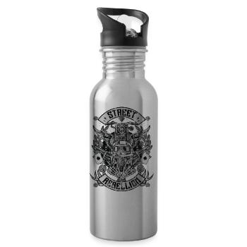 STREET REBELLION - Biker & Motorrad Shirt Geschenk - Trinkflasche mit integriertem Trinkhalm - Lightsilver - Rechts