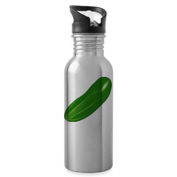 Gurke - Trinkflasche mit integriertem Trinkhalm - Lightsilver - Rechts
