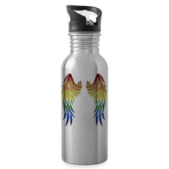 Gay Wings LGBT - Water bottle with straw - silver - Right