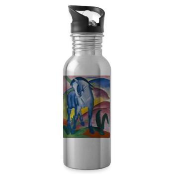 Franz Marc: Blue horse I - Water bottle with straw - silver - Right