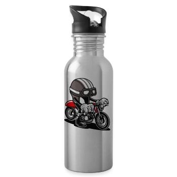 COMIC CAFERACER - Comic Cartoon Shirt Motiv - Trinkflasche mit integriertem Trinkhalm - Lightsilver - Rechts