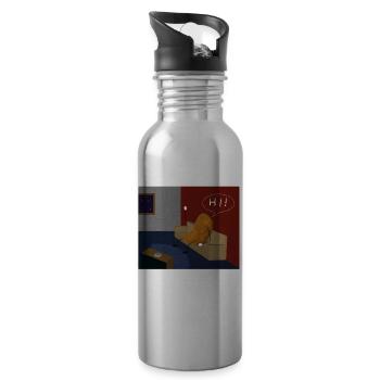 Couch Potato Lazy Potato Living Room Design - Water bottle with straw - silver - Right