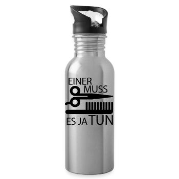 Friseur - Trinkflasche mit integriertem Trinkhalm - Lightsilver - Rechts