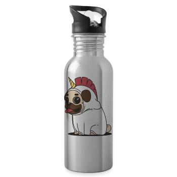 Bubble: the unicorn dog - Water bottle with straw - silver - Right