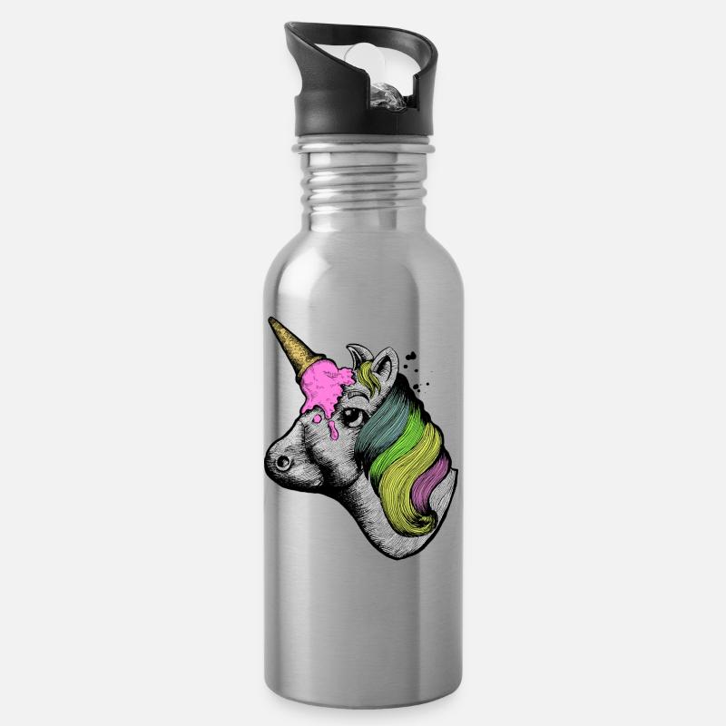 unicorn - Water bottle with straw - silver