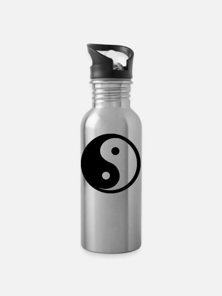 Ying Yang - Water bottle with straw - silver