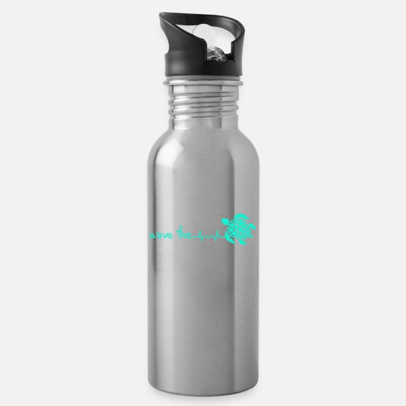 Schildkröten Herzschlag geschenk retten peta - Trinkflasche mit integriertem Trinkhalm - Lightsilver