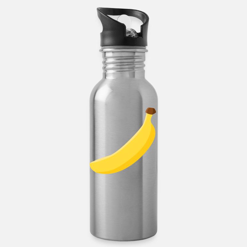 Banane - Trinkflasche mit integriertem Trinkhalm - Lightsilver