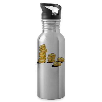 Geld Münzen - Trinkflasche mit integriertem Trinkhalm - Lightsilver - Rechts
