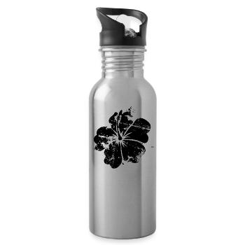 Flower - Hawaii - Vintage - Water bottle with straw - silver - Right