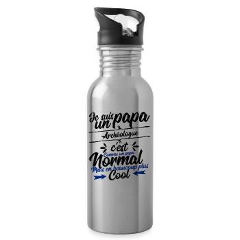 papa Archéologue cadeau - Gourde avec paille intégrée - argent clair - Droite