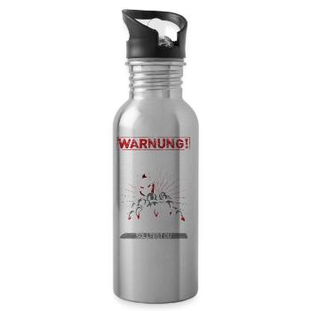 Bauarbeiter T-Shirt · Baustelle · Bagger · Kran - Trinkflasche mit integriertem Trinkhalm - Lightsilver - Rechts