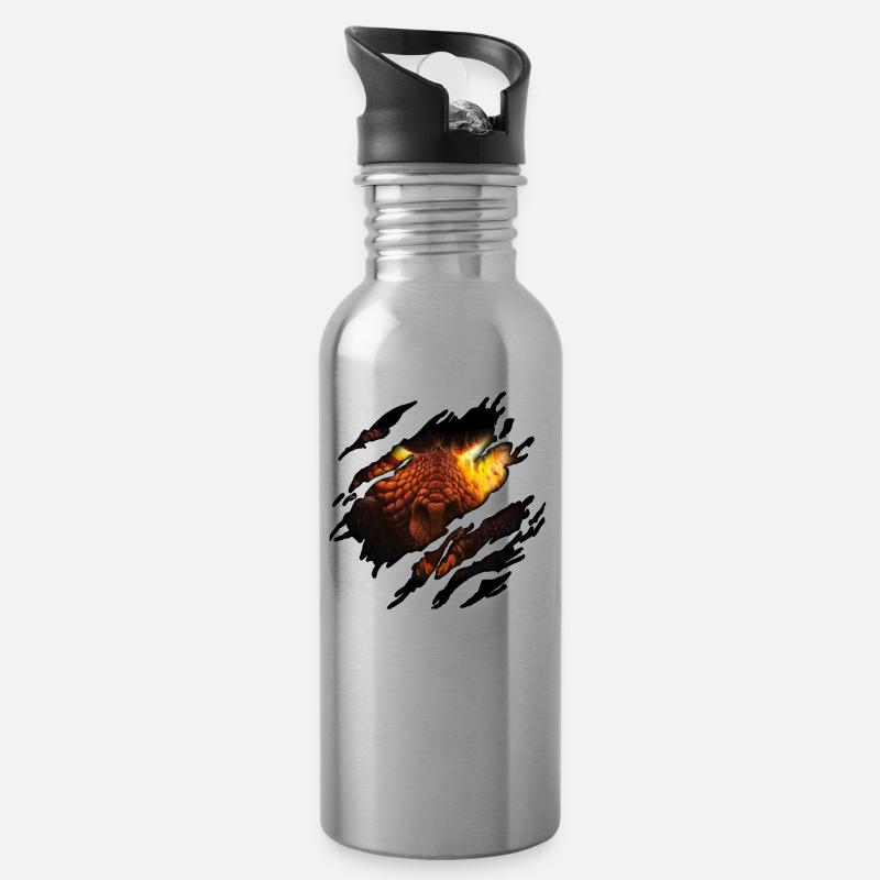 Dragon en moi - Gourde avec paille intégrée - argent clair