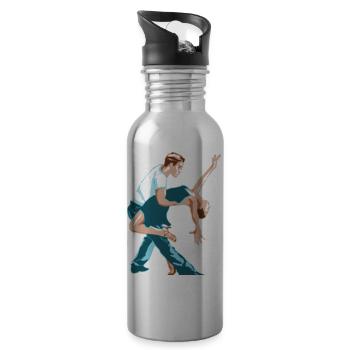 ballerina ballet dance dancer dance dancer yoga62 - Water bottle with straw - silver - Right