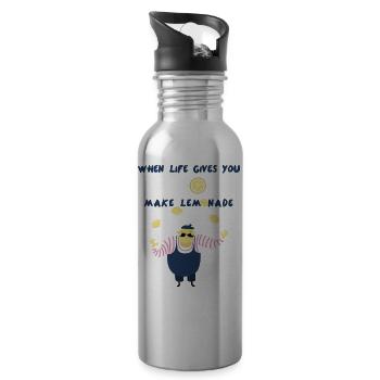 Zitronensaft Baby lustiger Charakter Limonade Kind - Trinkflasche mit integriertem Trinkhalm - Lightsilver - Rechts