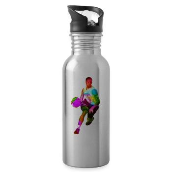 Bunter Basketballer - Trinkflasche mit integriertem Trinkhalm - Lightsilver - Rechts