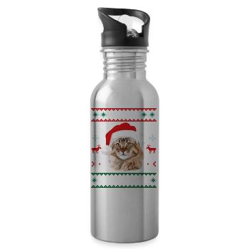 Meowy Christmas Maine Coon Merry Xmas Cat - Trinkflasche mit integriertem Trinkhalm - Lightsilver - Rechts