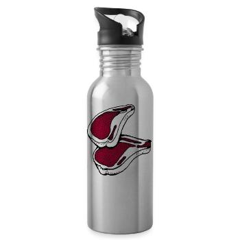 Fleisch - Trinkflasche mit integriertem Trinkhalm - Lightsilver - Rechts