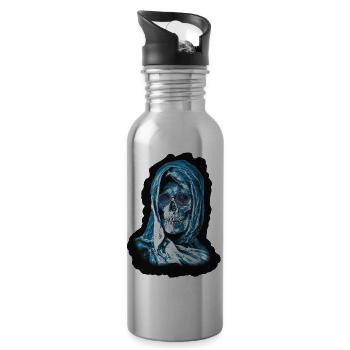 Sensenmann Kopf - Trinkflasche mit integriertem Trinkhalm - Lightsilver - Rechts