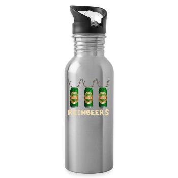 Reinbeers Drôles de canettes de bière Renne Noël - Gourde avec paille intégrée - argent clair - Droite