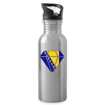 Geschenk Diamant Heimat Wurzeln Bosnien Herzegowi - Trinkflasche mit integriertem Trinkhalm - Lightsilver - Rechts
