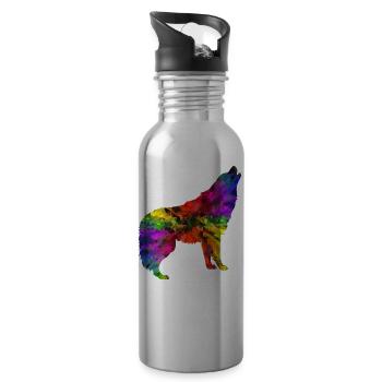 Regenbogen Wolf Edition 2 - Trinkflasche mit integriertem Trinkhalm - Lightsilver - Rechts