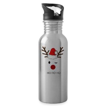 Reindeer Santa Hohoho - Trinkflasche mit integriertem Trinkhalm - Lightsilver - Rechts