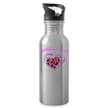 Erzieherin mit Herz - Trinkflasche mit integriertem Trinkhalm - Lightsilver - Rechts
