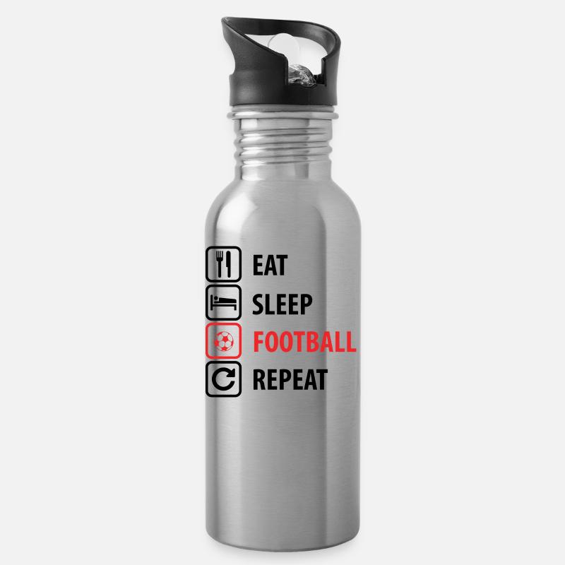 Fußball - Trinkflasche mit integriertem Trinkhalm - Lightsilver