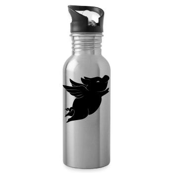 Pig - cochon avec des ailes - Gourde avec paille intégrée - argent clair - Droite