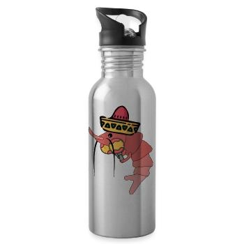 mexikanische Garnelen - Trinkflasche mit integriertem Trinkhalm - Lightsilver - Rechts