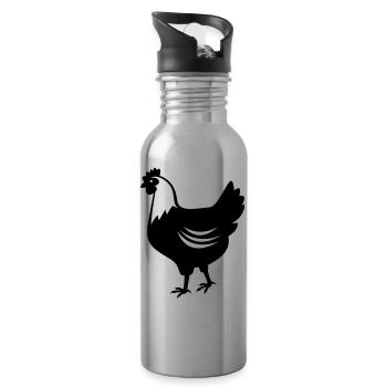 Huhn - Henne - Trinkflasche mit integriertem Trinkhalm - Lightsilver - Rechts