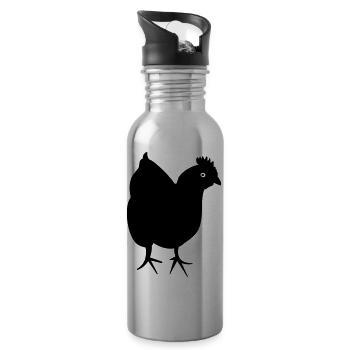 Huhn - Henne - Trinkflasche mit integriertem Trinkhalm - Lightsilver - Rechts