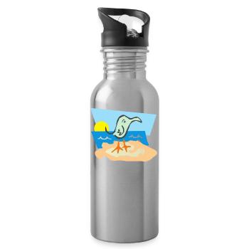 beach strand summer sommer vacation urlaub45 - Trinkflasche mit integriertem Trinkhalm - Lightsilver - Rechts