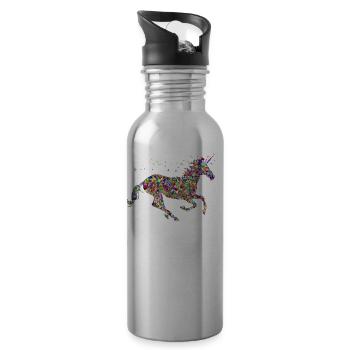 Rainbow Unicorn Sparkles - Water bottle with straw - silver - Right