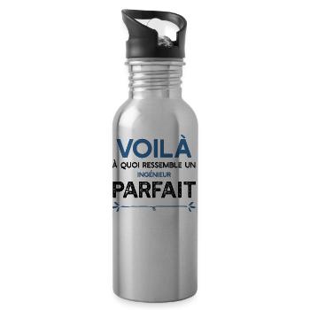 Un Ingénieur parfait métier cadeau - Gourde avec paille intégrée - argent clair - Droite