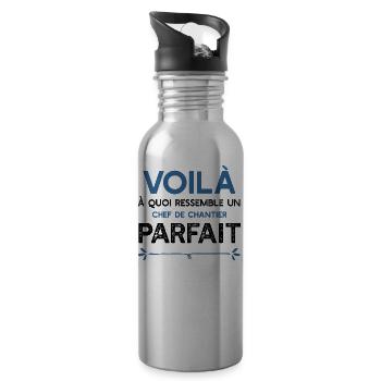 Un Chef de chantier parfait métier cadeau - Gourde avec paille intégrée - argent clair - Droite