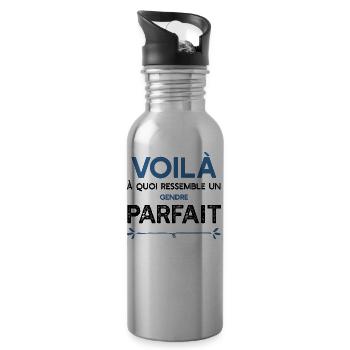 Un Gendre parfait métier cadeau - Gourde avec paille intégrée - argent clair - Droite