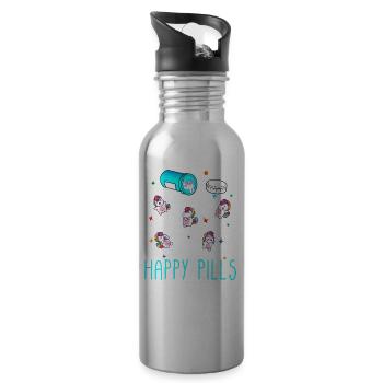 Happy Pills - Water bottle with straw - silver - Right