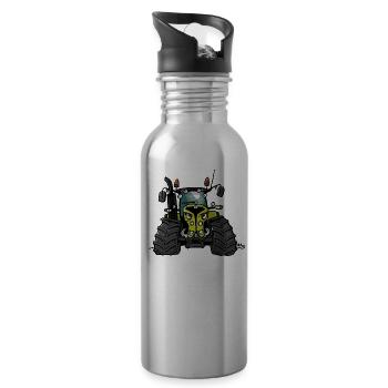 0300 light green tractor - Water bottle with straw - silver - Right