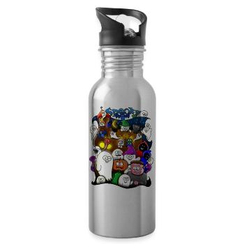 gruselig - Trinkflasche mit integriertem Trinkhalm - Lightsilver - Rechts