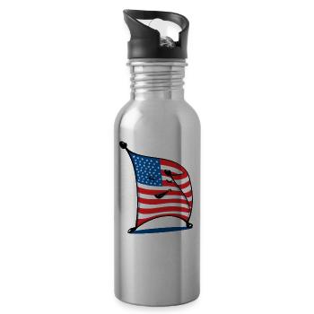 Dabbing USA flag funny humorous gift patriot - Water bottle with straw - silver - Right